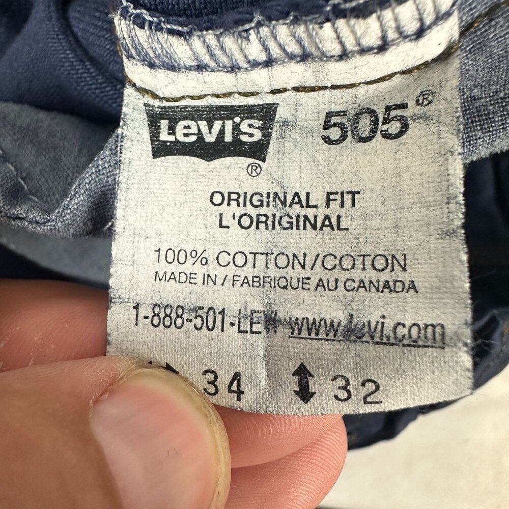 Levis 505 Mens Original Fit Jeans 34x32 100% Cotton Mid-Rise Blue - Picture 2 of 7